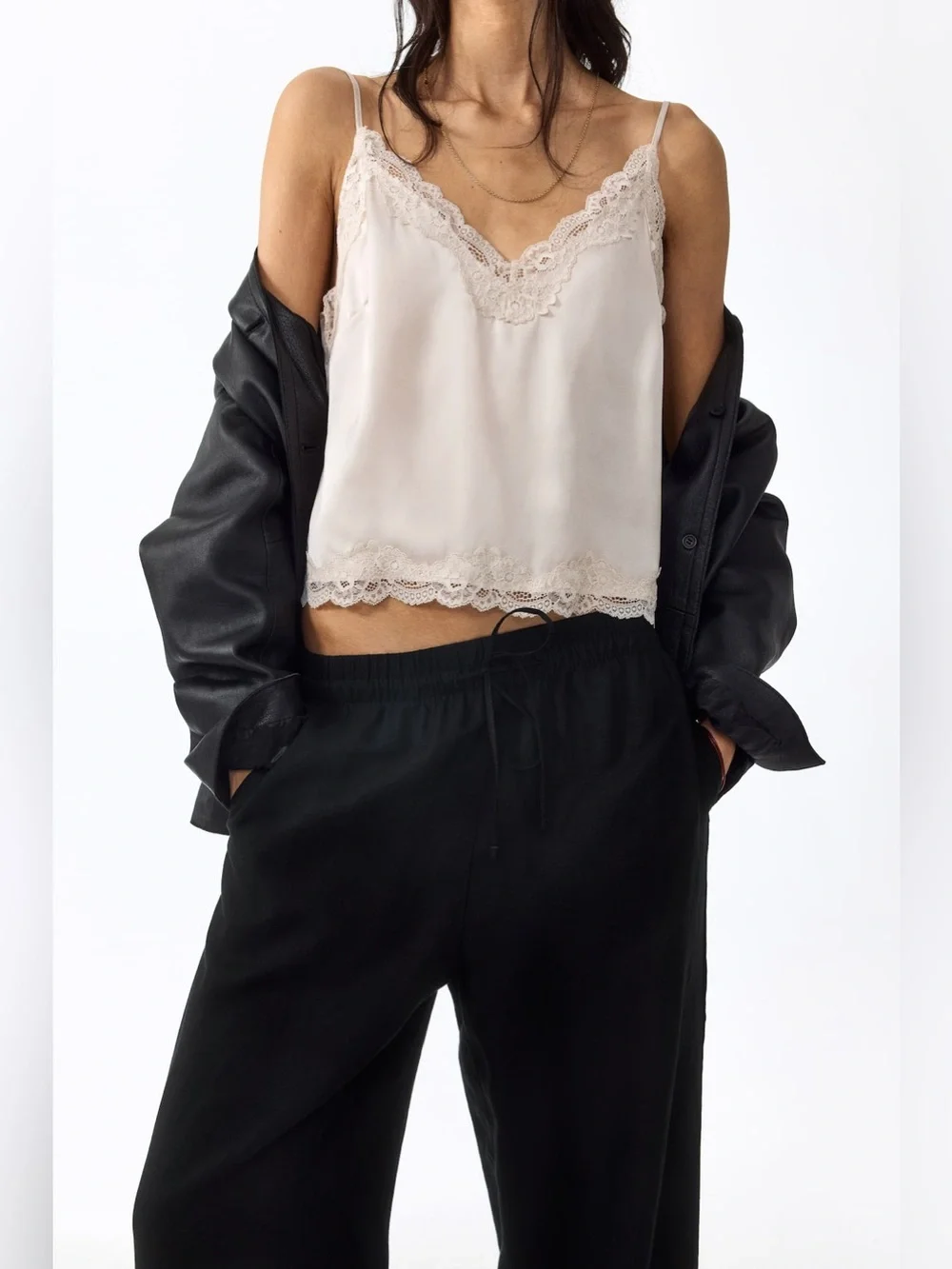 H&M LINEN-BLEND PANTS